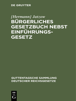 cover image of Bürgerliches Gesetzbuch nebst Einführungsgesetz